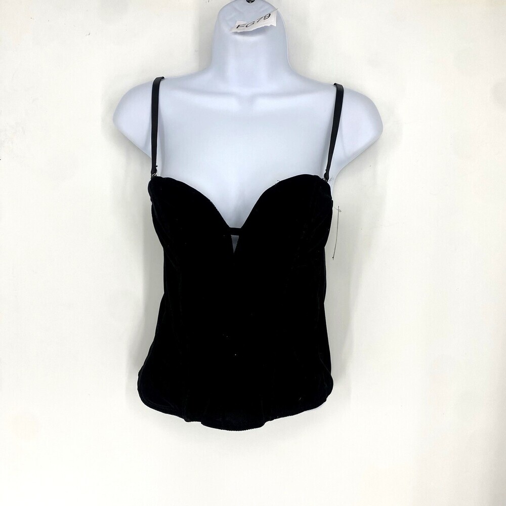 NWT Spirit Halloween Black Velvet Boned Corset Large Ren Faire Goth Costume